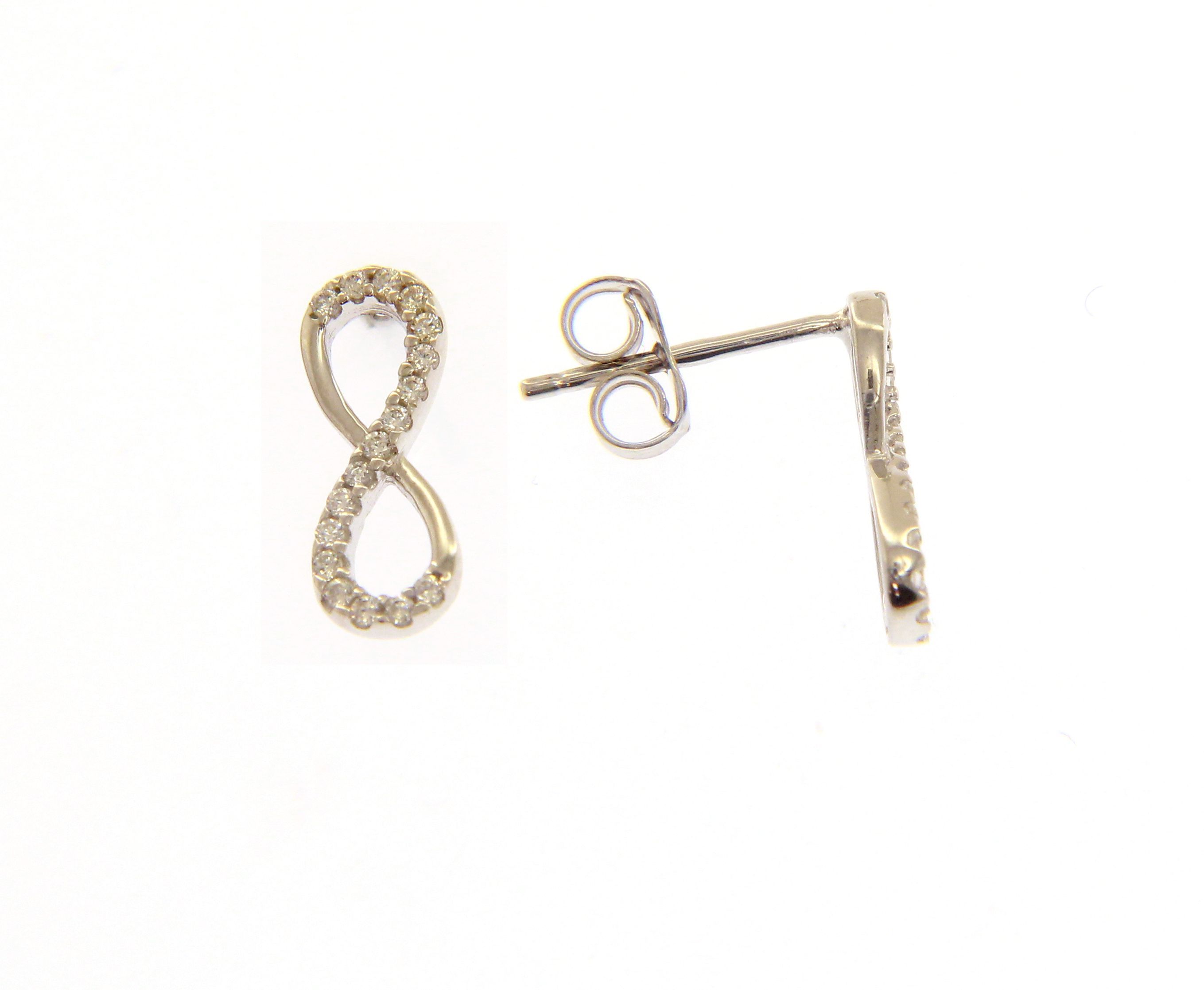 White gold earrings 9k with white zircon (code S214017)
